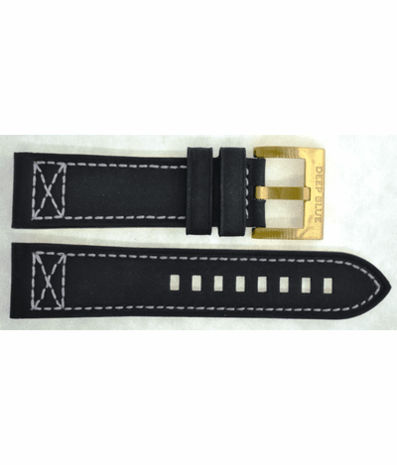 GENUINE LEATHER BLACK X STITCH 24/22 BRASS BUCKLE