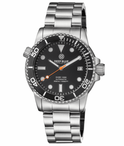 DIVER 1000 AUTOMATIC DIVER BLACK BEZEL -BLACK DIAL-ORANGE SECOND HAND