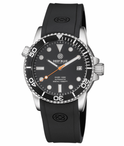 DIVER 1000 AUTOMATIC DIVER BLACK BEZEL -BLACK DIAL-ORANGE SECOND HAND