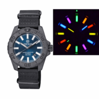 DAYNIGHT STEALTH OPS CARBON CASE BLUE DIAL 6 COLORS FLAT TRITIUM TUBES AUTOMATIC WATCH SCREW DOWN CROWN