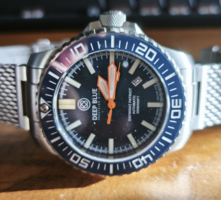 DEMO WITH SPECIAL CLASP!! - DAYNIGHT PATRIOT DARK BLUE CERAMIC BEZEL - DARK BLUE DIAL - ORANGE HANDS - GREEN ORANGE TUBES STRAP